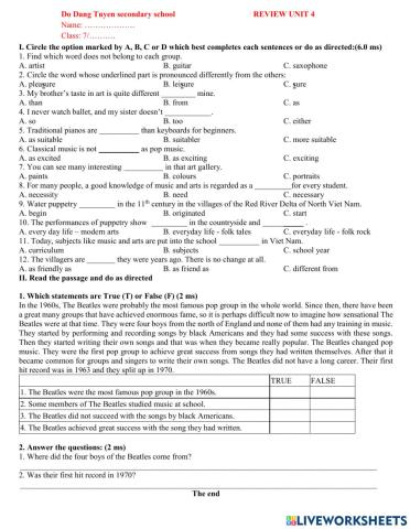 English 7- review unit 4