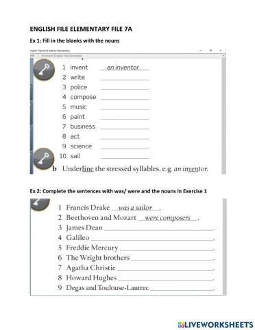 English File Elementary File 7A Workbook