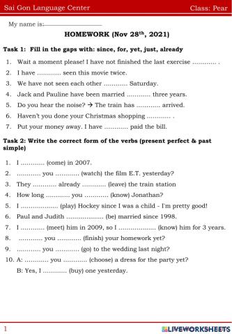 Homework-class Pear (Nov 28th)