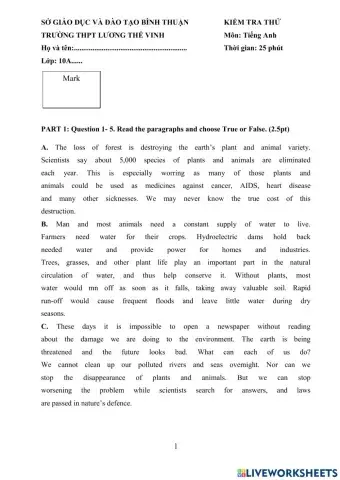 English 10 mock test (Huynh Thi Thuong)