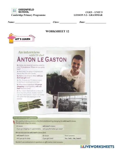 First conditional questions form