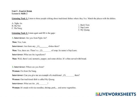 Listening Task - U5L6 English7