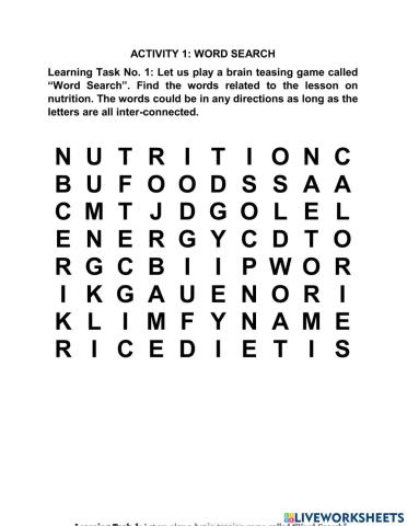 Activity 1: word search
