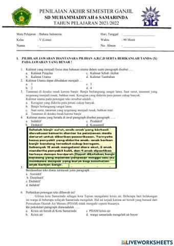 PAS Kelas 5 Bahasa indonesia