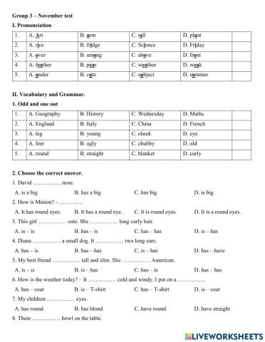 Group 3 - November test
