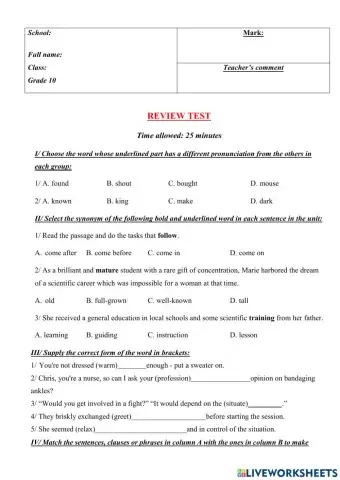 English 10 mock test (lương tú uyên)