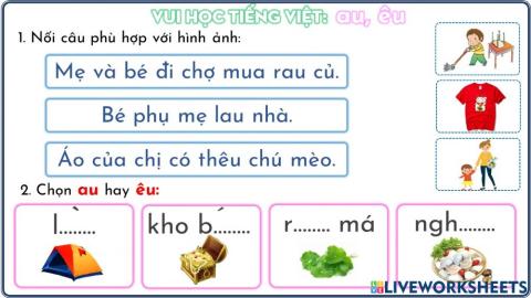 Phiếu ôn tập au, êu