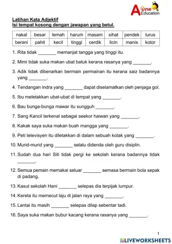 Tahun 2 Kata Adjektif