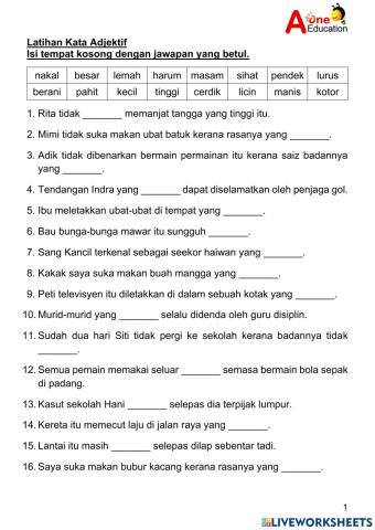 Tahun 2 Kata Adjektif