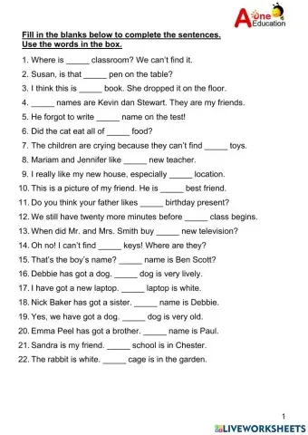 STD 2 Possesive Adjectives