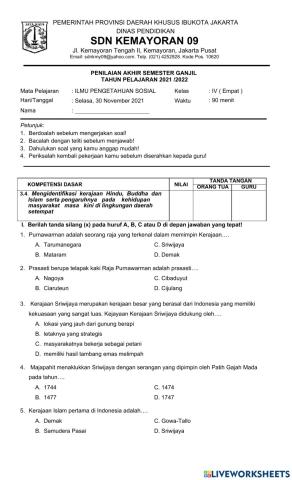 Pas ips kd 3.4 kelas 4 semester ganjil 2021-2022