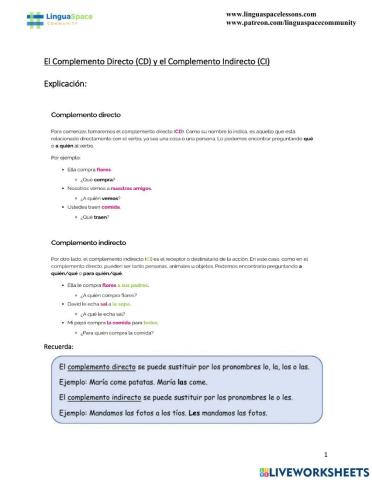 Complemento directo e indirecto