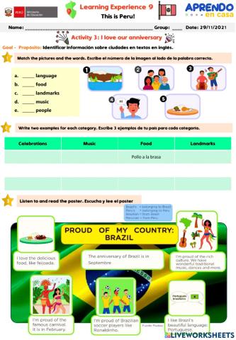 I love our anniversary Activity 3 Learning experience 9PreA1