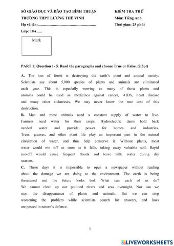 English 10 mock test (Huynh Thi Thuong)