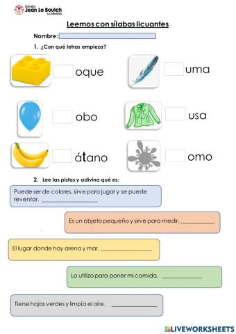 Leemos silaba licuantes