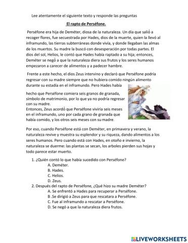 Mito : El rapto de Perséfone