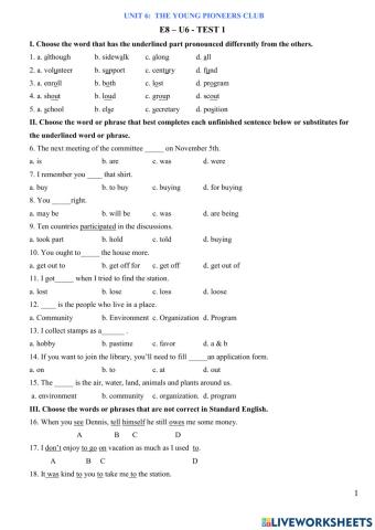 E8-u6-test1-4 trac nghiem