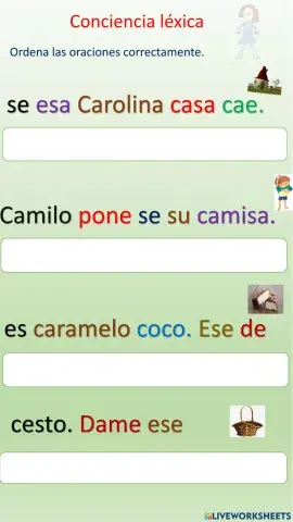 Ordena las oraciones correctamente