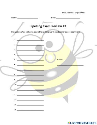 Spelling Exam -7