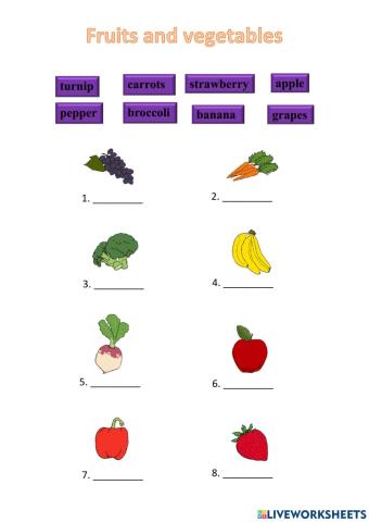 Fruits and vegetables