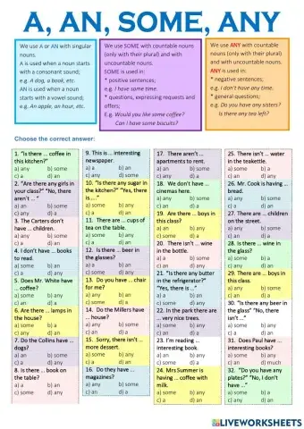 A, AN, SOME, and ANY