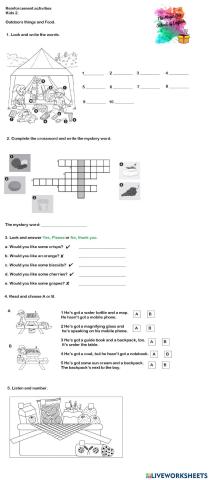 Outdoors things and food. KIDS 2