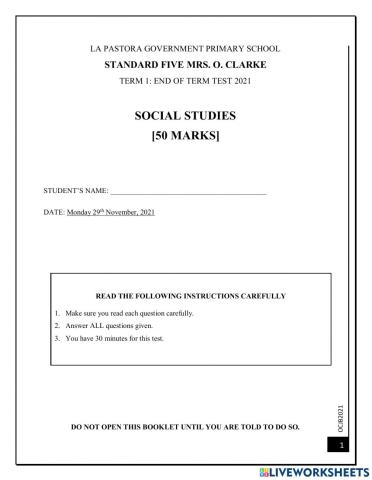 Social Studies by Mrs. Oclarky
