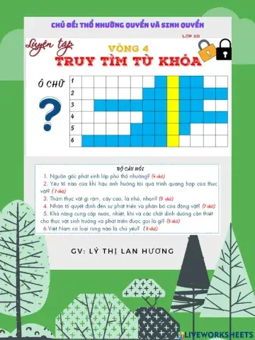 Luyện tập chủ đề thổ thưỡng quyển và sinh quyển