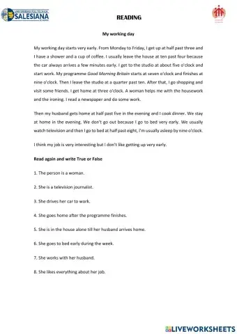 Reading:My working day