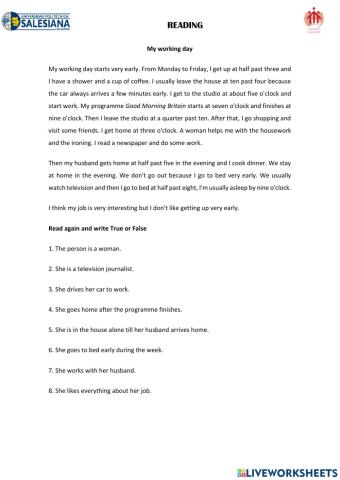Reading:My working day