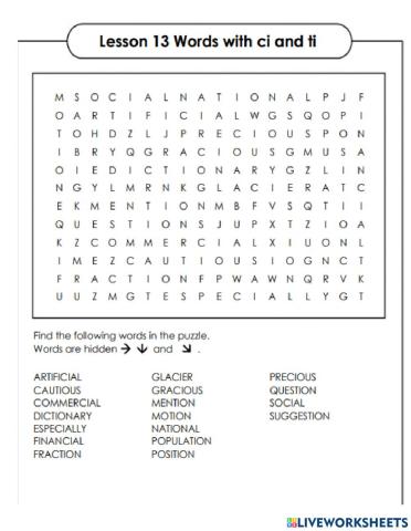 Lesson 13 Wordsearch