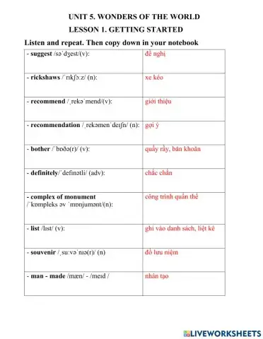 Unit5. getting started - voc