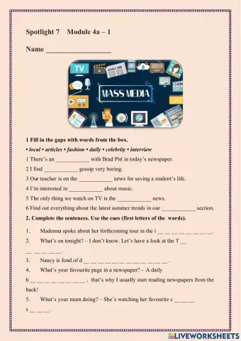 Spotlight 7. Module 4 A. Mass Media