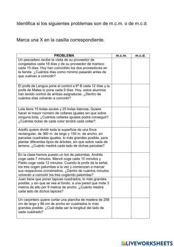 Problemas de mcm y mcd