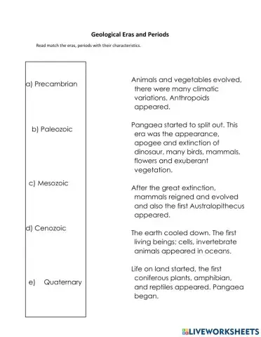 Geological eras and periods
