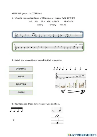 6º Music Test - 1st Term