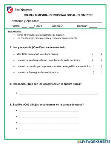 Examen de personal social
