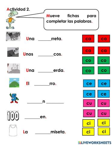 Actividad 2 formar palabras con c con síalabas