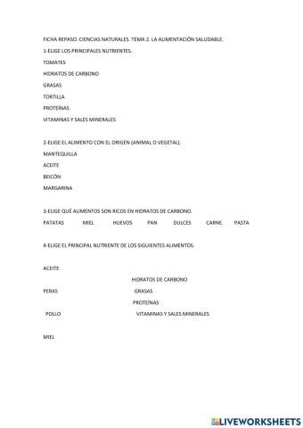 La alimentación saludable.