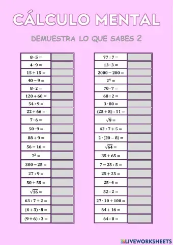 Calculo mental 2