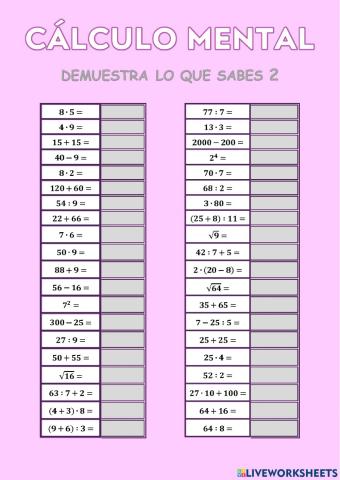 Calculo mental 2