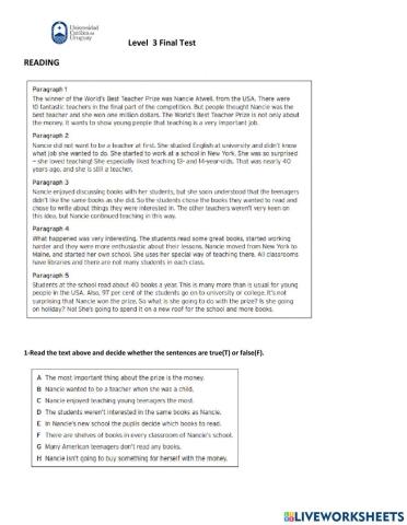 level 3 final test personal best
