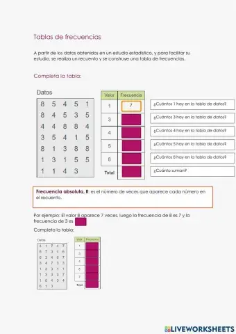 Ficha 2: Tabla de frecuencias