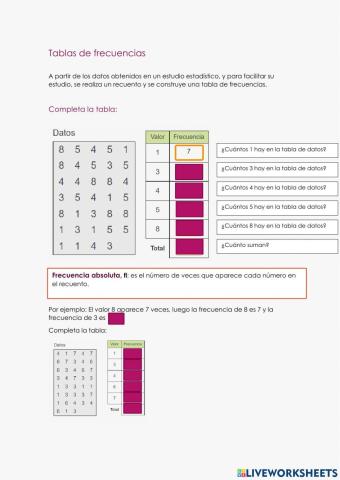 Ficha 2: Tabla de frecuencias