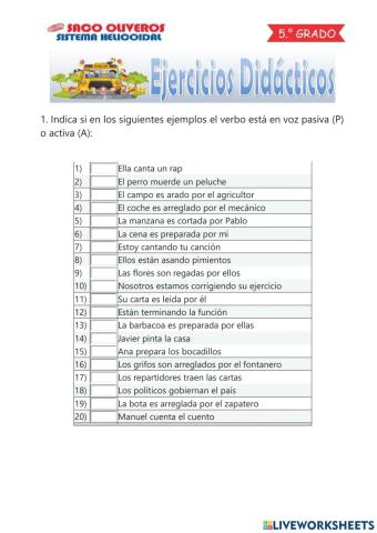 Oracion con voz activa y pasiva