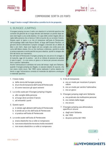 Test di progresso 2, Unità 3,4,5