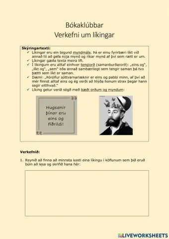 Líkingar - Verkefni í bókaklúbbi