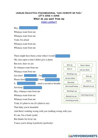 Phrasal verbs in a song