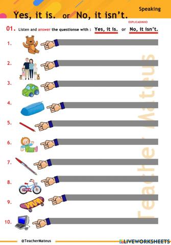 FF 1 - Unit 02 - PRESENT SIMPLE - Yes, it is  or  No, it isn't - Speaking