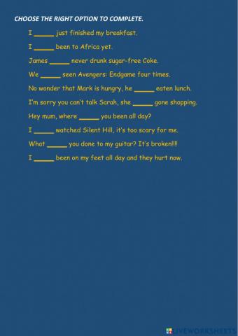 Present perfect: have-has positive and negative